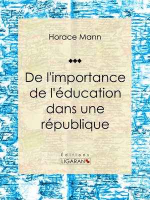 cover image of De l'importance de l'éducation dans une république